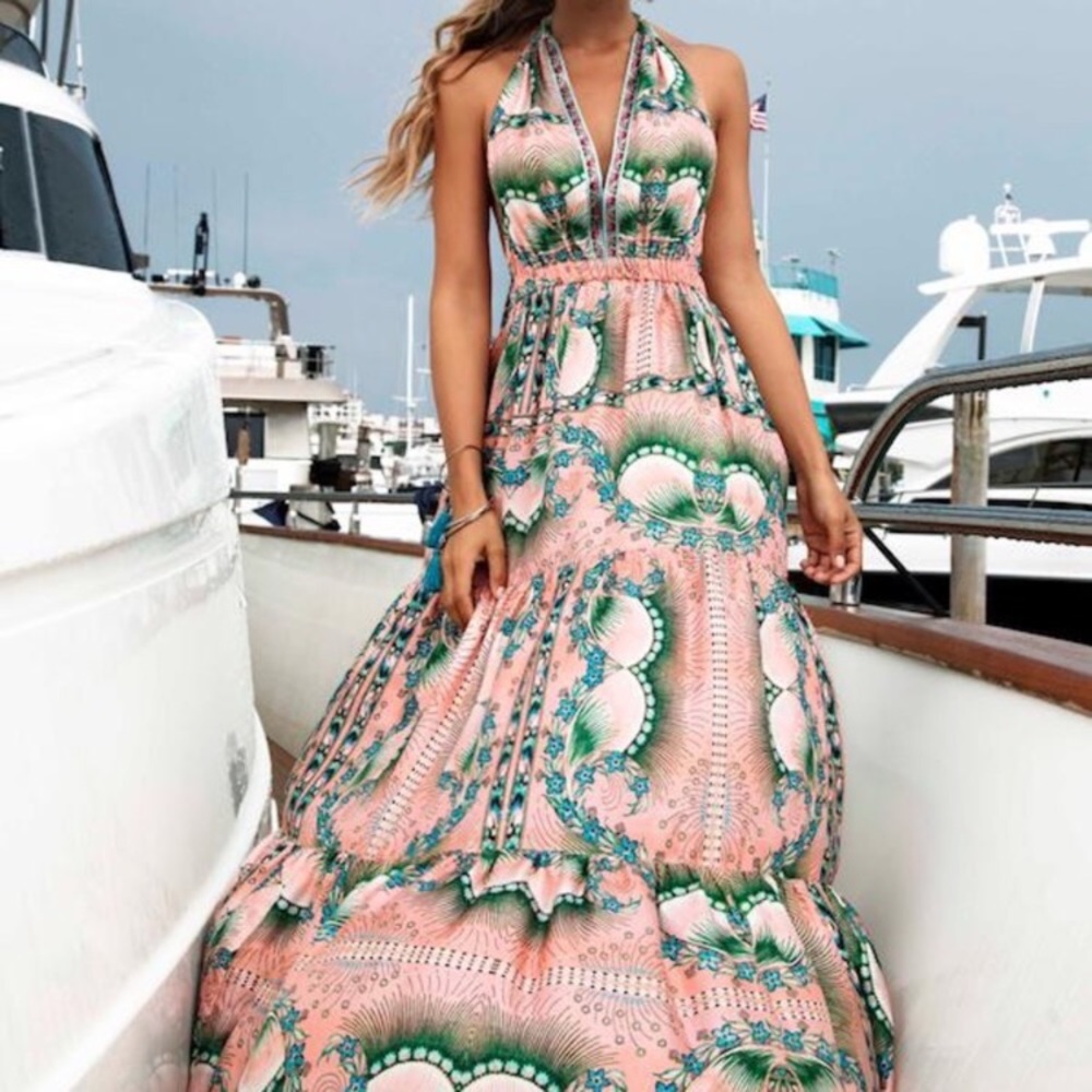 Anthropologie Moroccan print boho dress